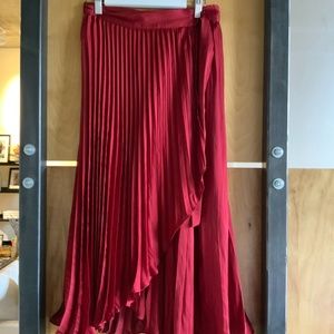 Pleated Wrap Front Skirt